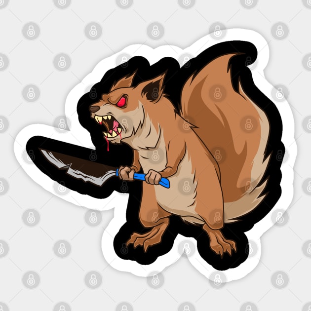 Monster animals - horror knife squirrel Sticker by Modern Medieval Design